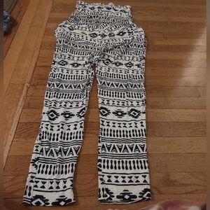 tribal print black and white sleeveless jumpsuit from asos petite size 8